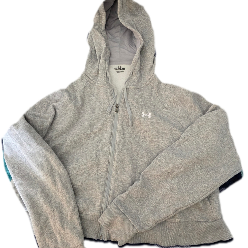 Under Armour Light Heather Gray Hooded Full-Zip Jacket